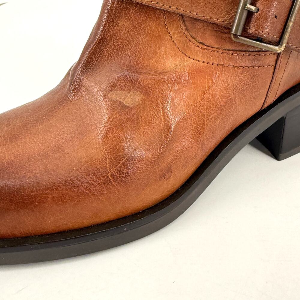 Roan by Bed Stu Spry Leather Engineer Booties Sz 8 Pecan Austin Double Buckle - Picture 7 of 10